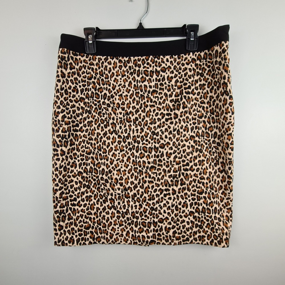 Nine West Womens Leopard Print Pencil Skirt Brown Black‎ Animal Suit Separate 12